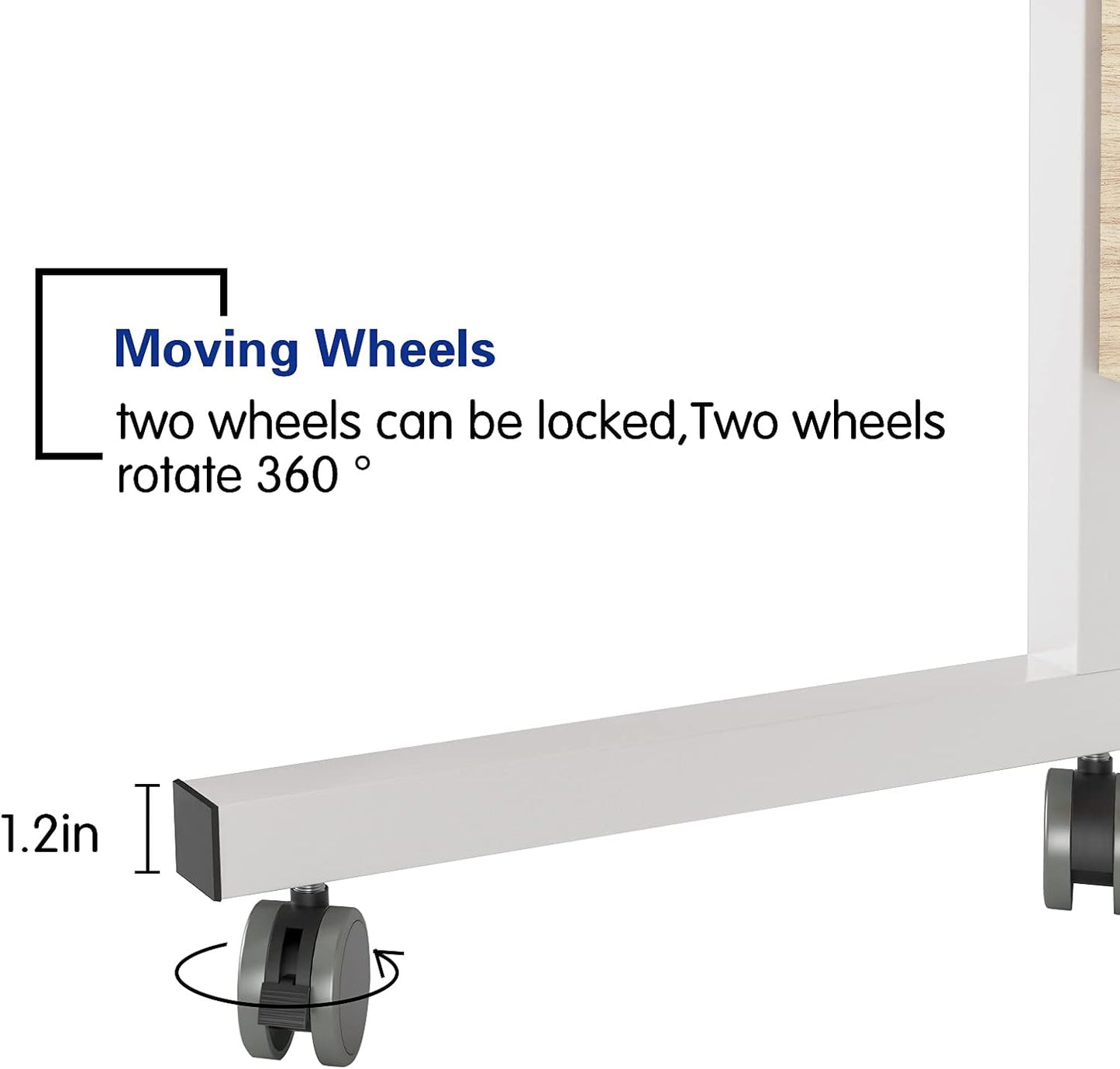 Laptop Table 80 x 40 cm Height-Adjustable PC Table with Wheels, Bed Table, Side Table, Small Desk, Surface with Incision, 05#3-80MP-SH