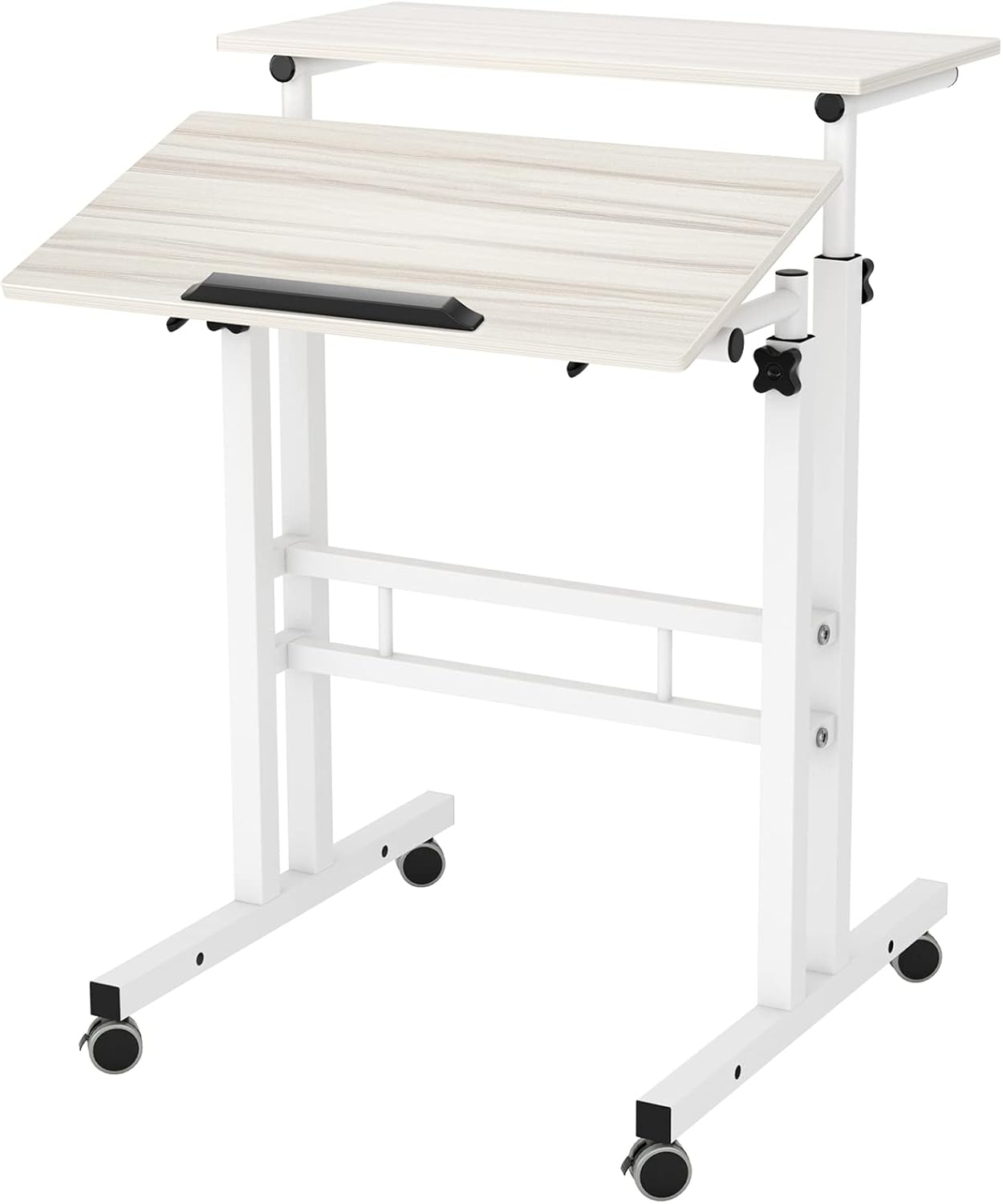 Height-adjustable desk, mobile computer desk, laptop table with wheels, standing table, notebook table, standing table, rolling table, workstation for drawing, writing, painting,