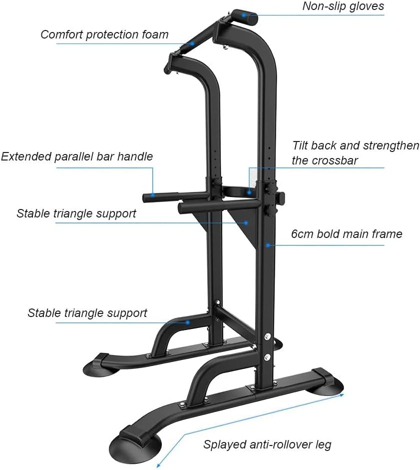 Pull-Up Bar Power Tower Exercise Euipment for Home Gym Dip Station Height Adjustable Fitness Strength Training Dip Stations