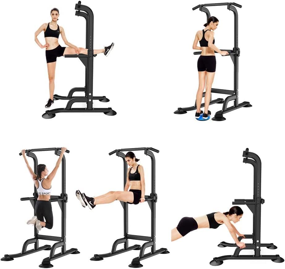 Pull-Up Bar Power Tower Exercise Euipment for Home Gym Dip Station Height Adjustable Fitness Strength Training Dip Stations