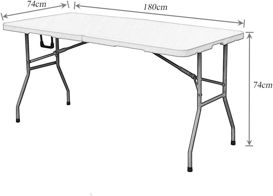 HP-180CZ-SH-01 Folding Garden Table Aluminium Camping Table No Assembly and Easy to Carry 180 x 74 cm