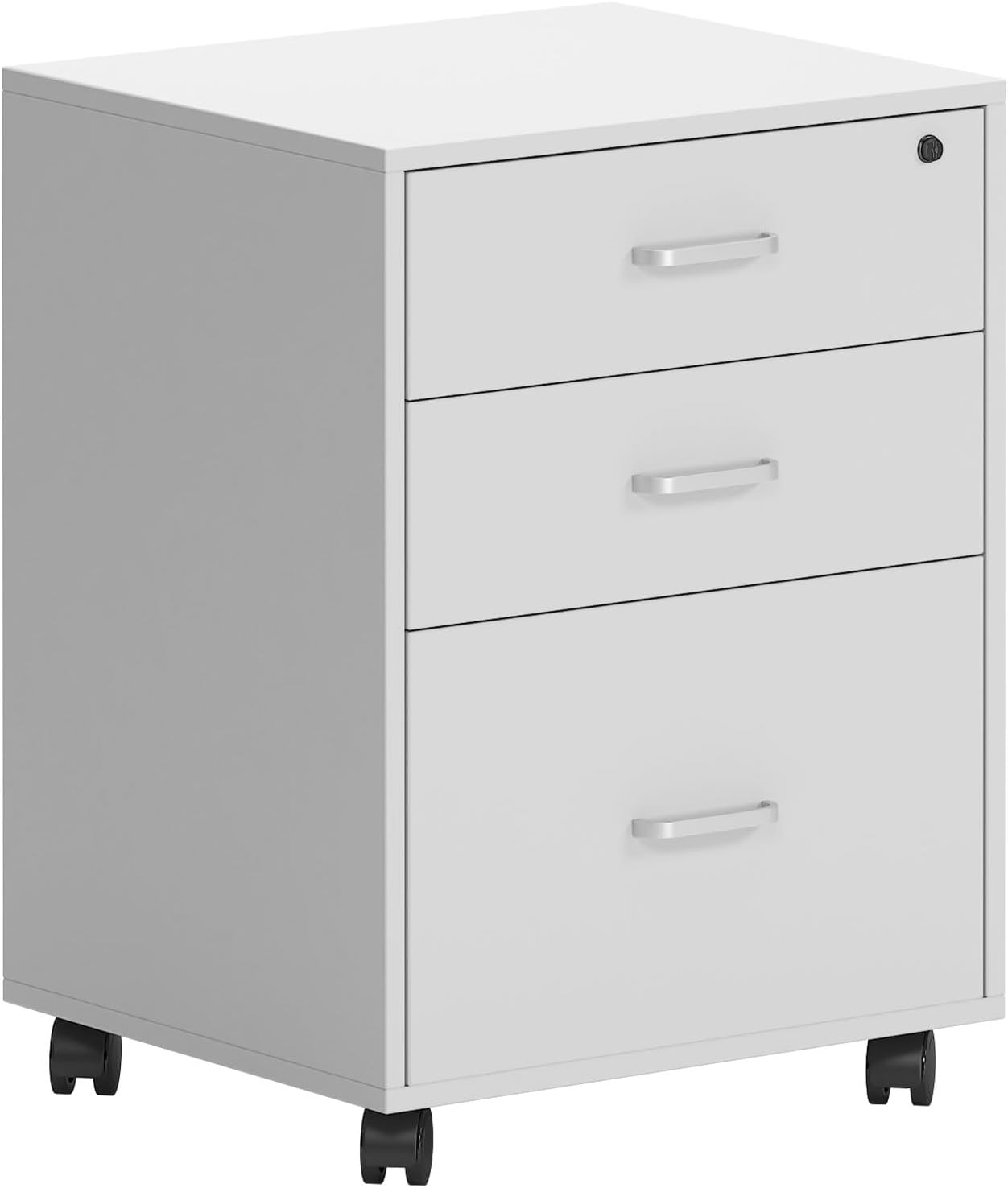 Filing Cabinet on Wheels Mobile Rolling Container Office Cabinet Lockable Office Container with 3 Drawers Office Furniture White Desk Container Home Office