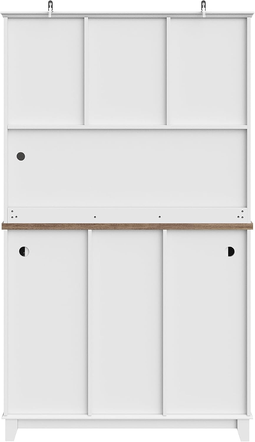 Kitchen Cabinet Tall Cabinet Kitchen Buffet Cabinet Sideboard with Wine Rack Drawers LED Lighting 106 x 40 x 179.5 cm