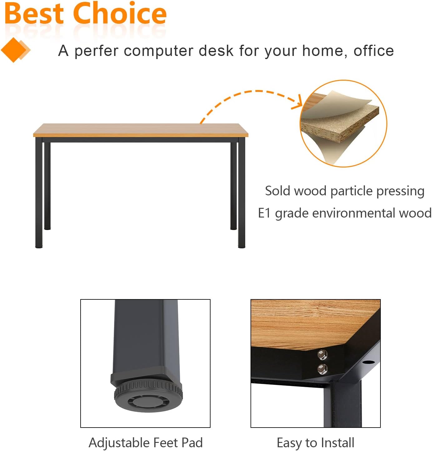 Computer Desk, 80 x 40 x 75 cm, PC Desk, Office Desk, Workstation for Home Office, Use Desk, Dining Table, Conference Table, AC3BB-8040-SH
