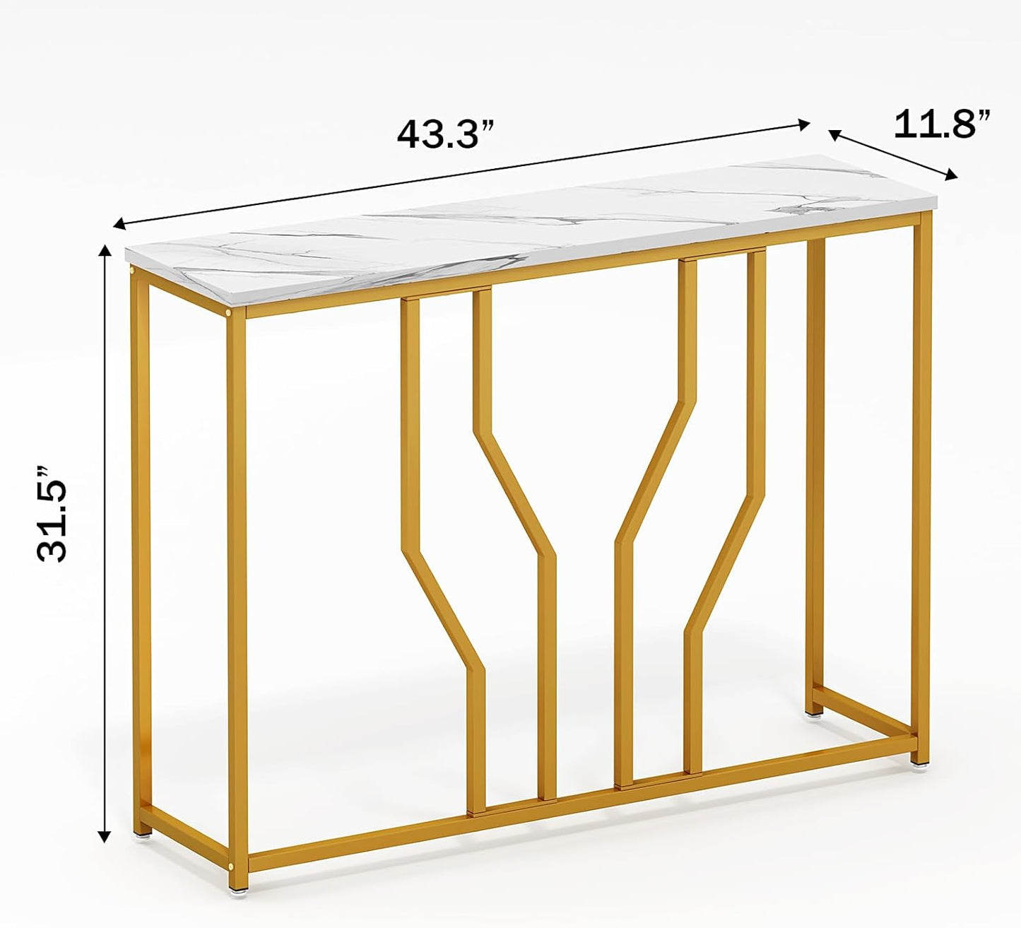 Console Table Hallway Table Narrow Console Table Side Table Storage Table with Modern Design Made of Metal and Wood 110 x 30 x 80 cm