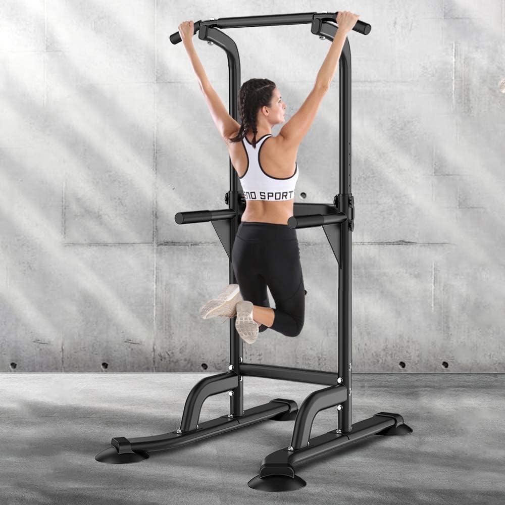 Pull-Up Bar Power Tower Exercise Euipment for Home Gym Dip Station Height Adjustable Fitness Strength Training Dip Stations