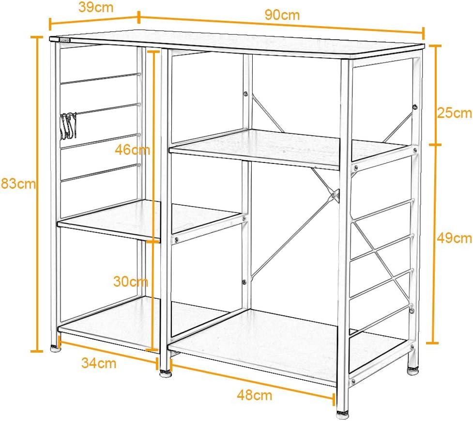 SH-171-FG Kitchen Shelf Storage Rack Kitchen Island Kitchen Oven Kitchen Cabinet Baker's Rack Storage Trolley Organiser Multifunctional Storage Rack 90 x 40 x 83 cm