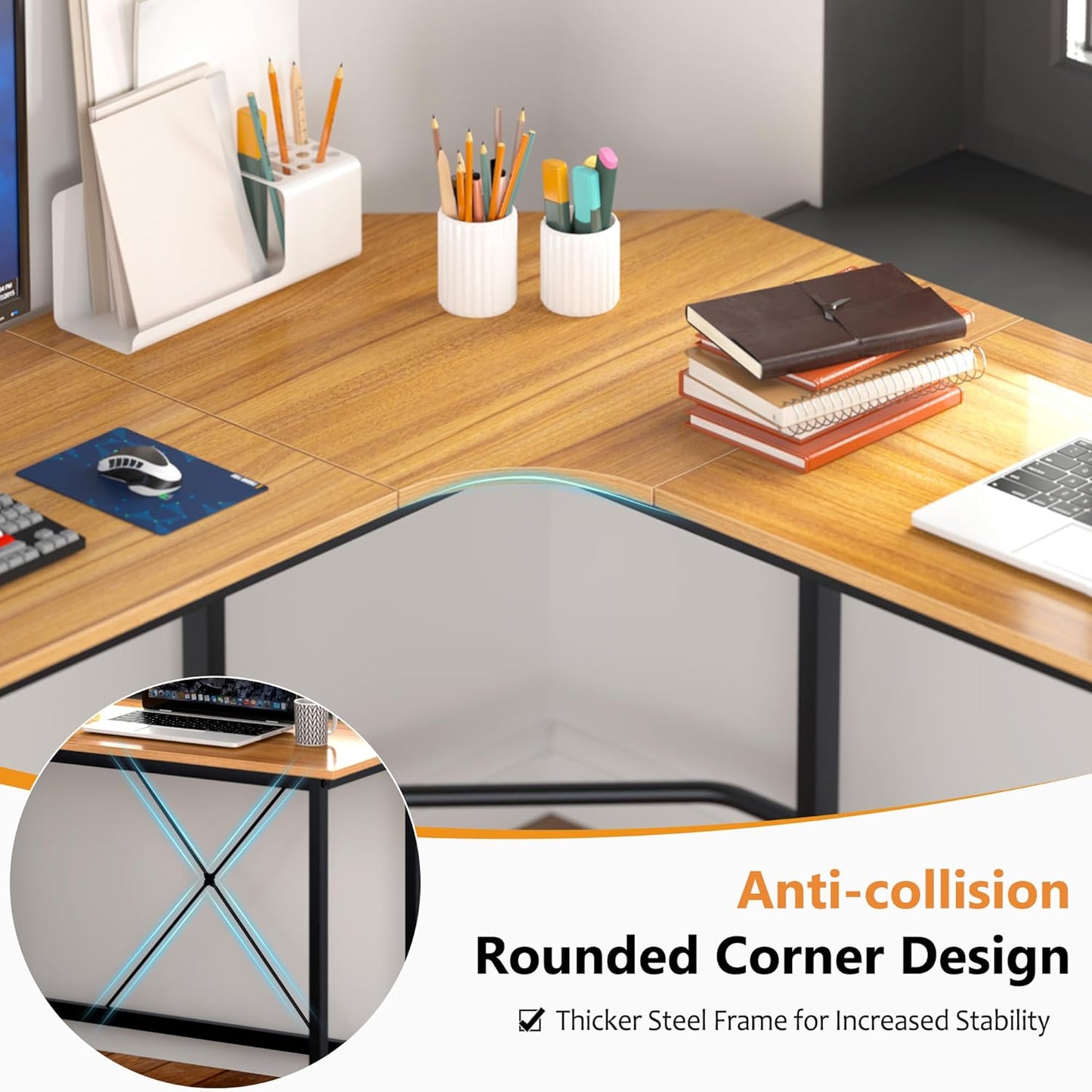 LD-Z01 L-Shape Computer Desk, Large Corner Desk, Work Table, PC, Laptop, Study Table, Gaming Desk