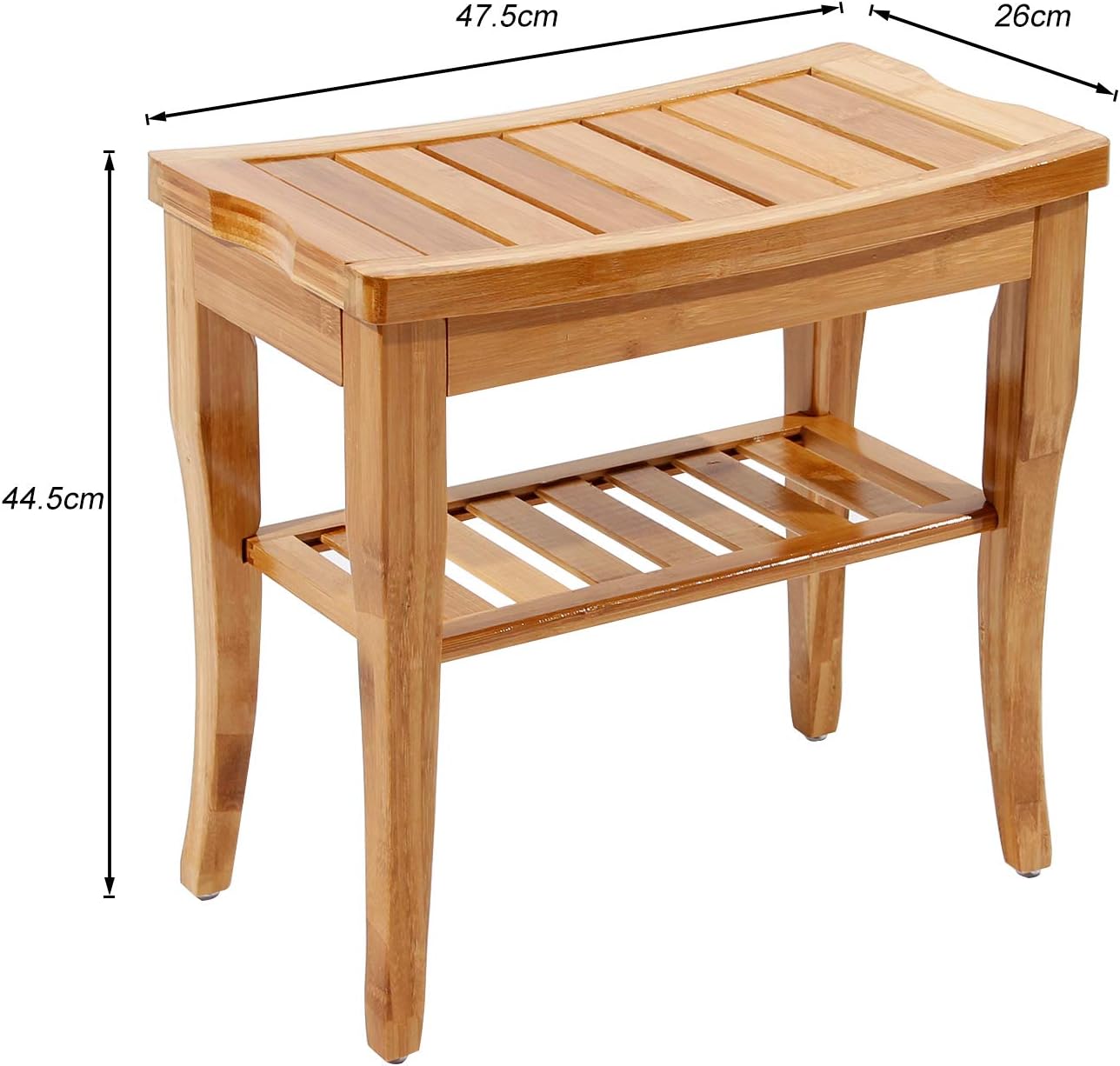 KS-HSJ-04-SH Bathroom Stool Shower Stool Non-Slip Waterproof 2 Levels 47.5 x 26 x 44.5 cm