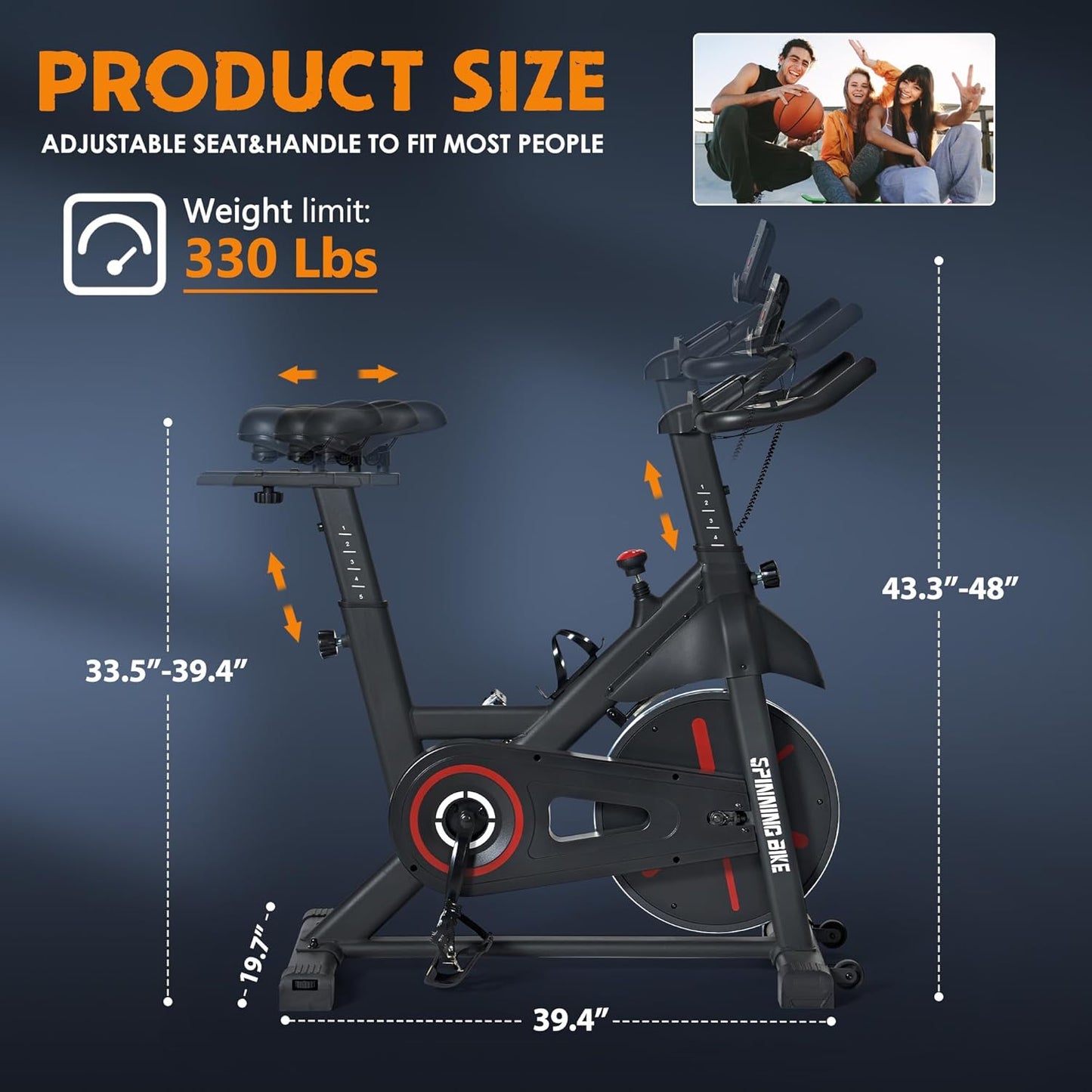 Exercise Bike with Magnetic Resistance, Bicycle Trainer, Exercise Bike, Training Equipment, Fitness Bike, Height Adjustable, Maximum Load 150 kg