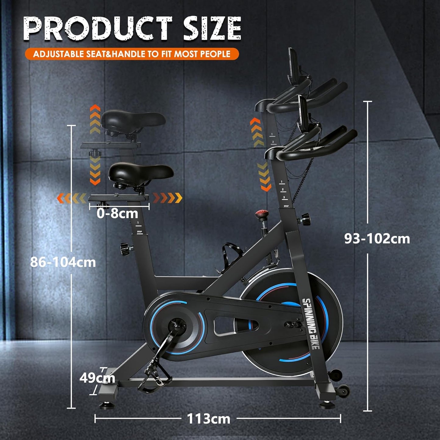 Fitness Bikes Exercise Bike with Magnetic Resistance Training Equipment Fitness Bike Exercise Bike Height Adjustable Maximum Load 120 kg