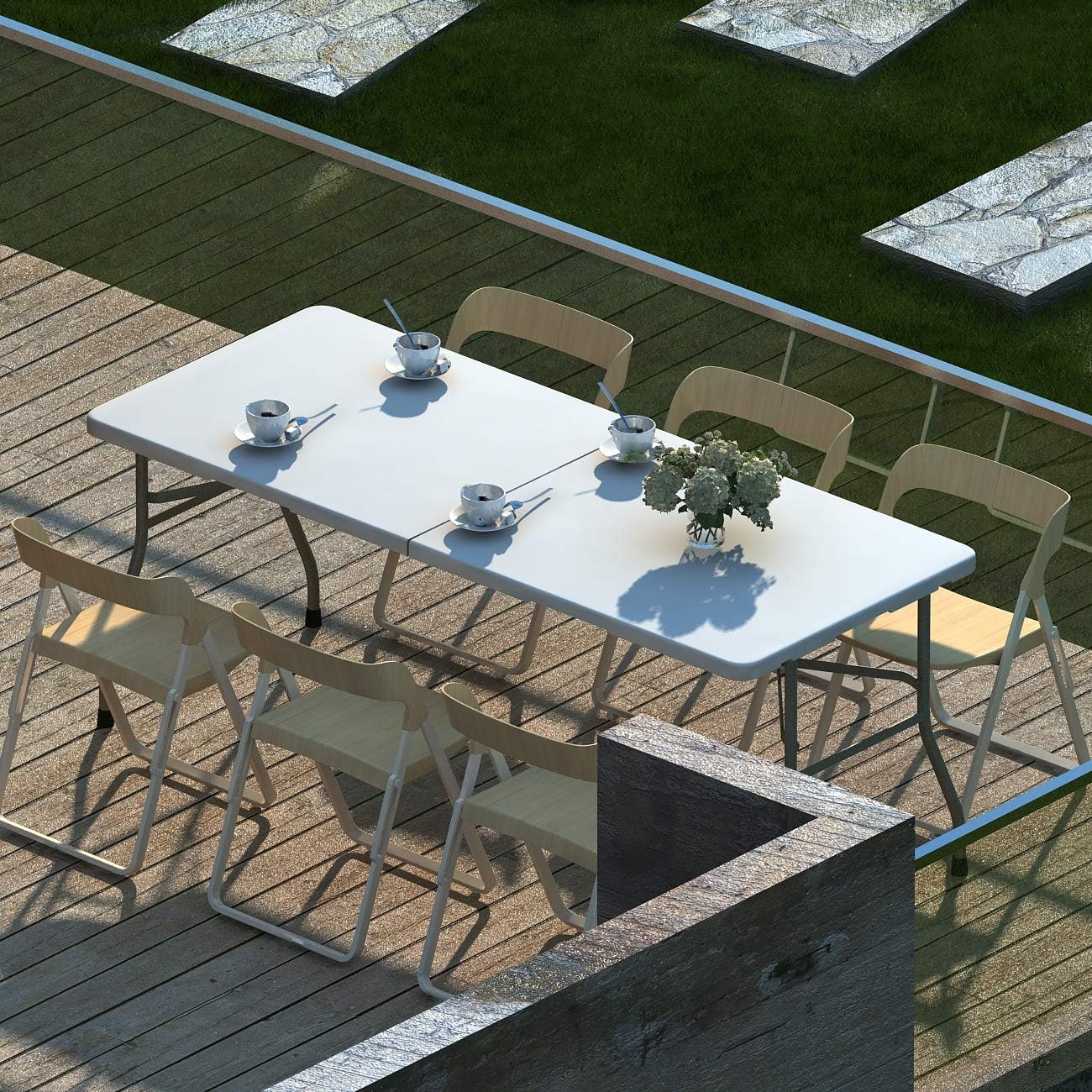 HP-180CZ-SH-01 Folding Garden Table Aluminium Camping Table No Assembly and Easy to Carry 180 x 74 cm