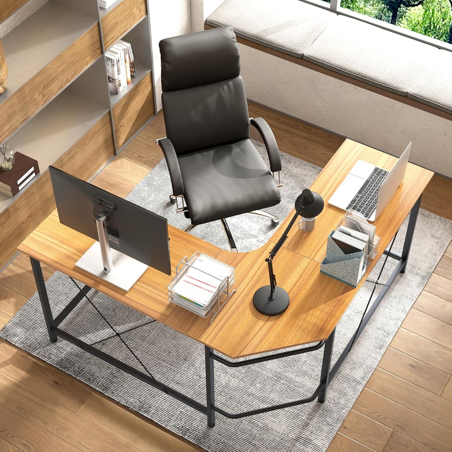 LD-Z01 L-Shape Computer Desk, Large Corner Desk, Work Table, PC, Laptop, Study Table, Gaming Desk