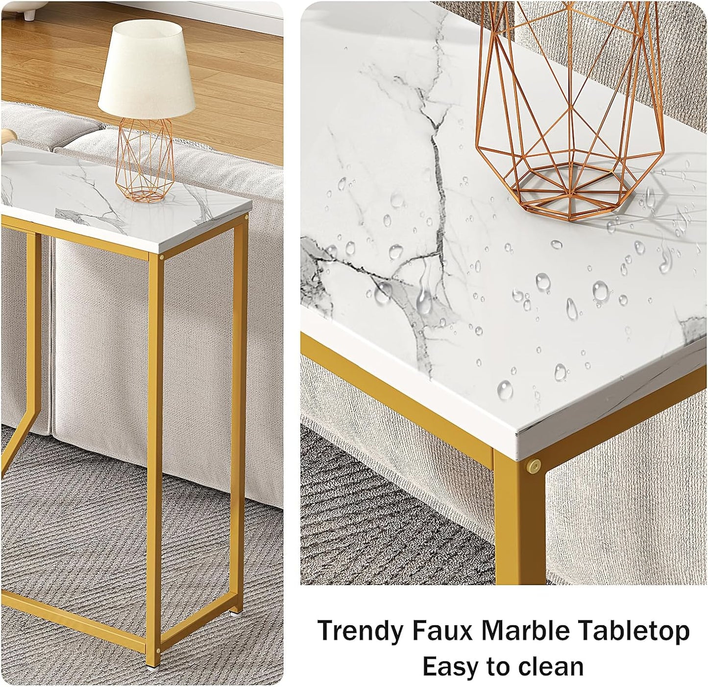 Console Table Hallway Table Narrow Console Table Side Table Storage Table with Modern Design Made of Metal and Wood 110 x 30 x 80 cm