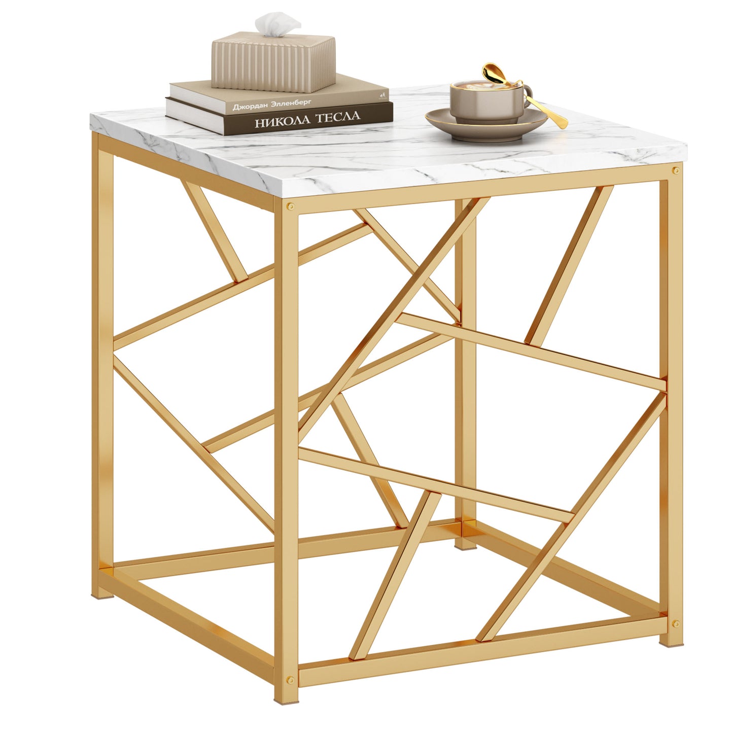Soges Professional Square Side Table - Sturdy Structure, Durable and Stylish Coffee Table