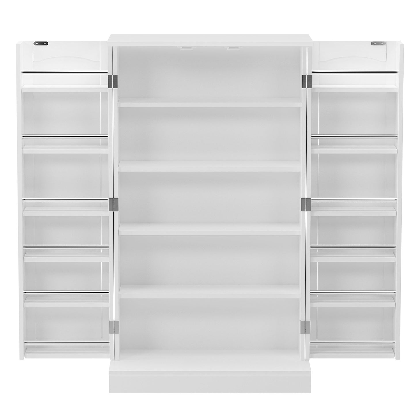 Soges 5 Level Kitchen Storage Cabinet, Wooden Kitchen Food Lockers with Adjustable Shelves, White