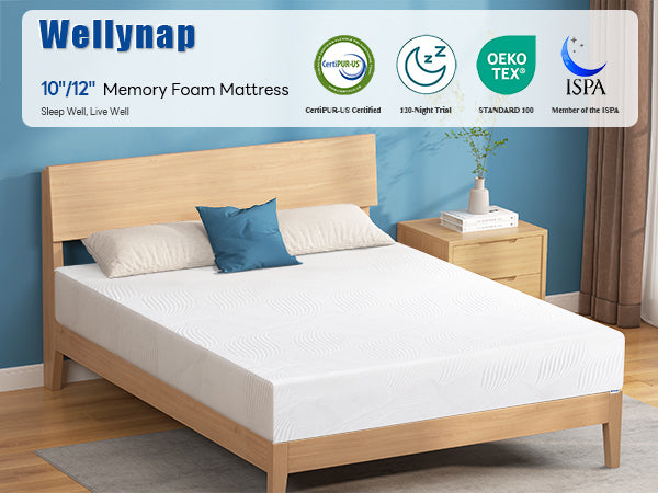 Memory Foam Mattress, 10'' Foam Mattress for Anti-Hot Sleep Relieving No Fiberglass CertiPUR-US Certified Mattress in a Box