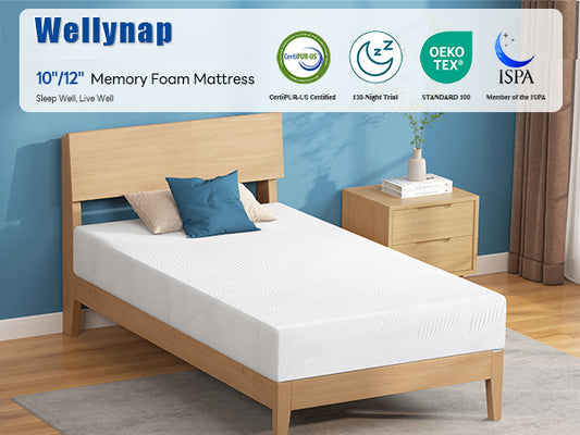 Memory Foam Mattress, 10''/12'' Twin Foam Mattress for Anti-Hot Sleep Relieving No Fiberglass CertiPUR-US Certified Mattress in a Box