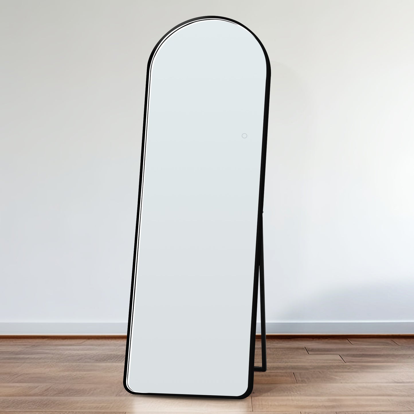 Soges Professional Full Length Mirror with Arched Design, LED Lights and Storage - Floor Standing Dressing Mirror Black