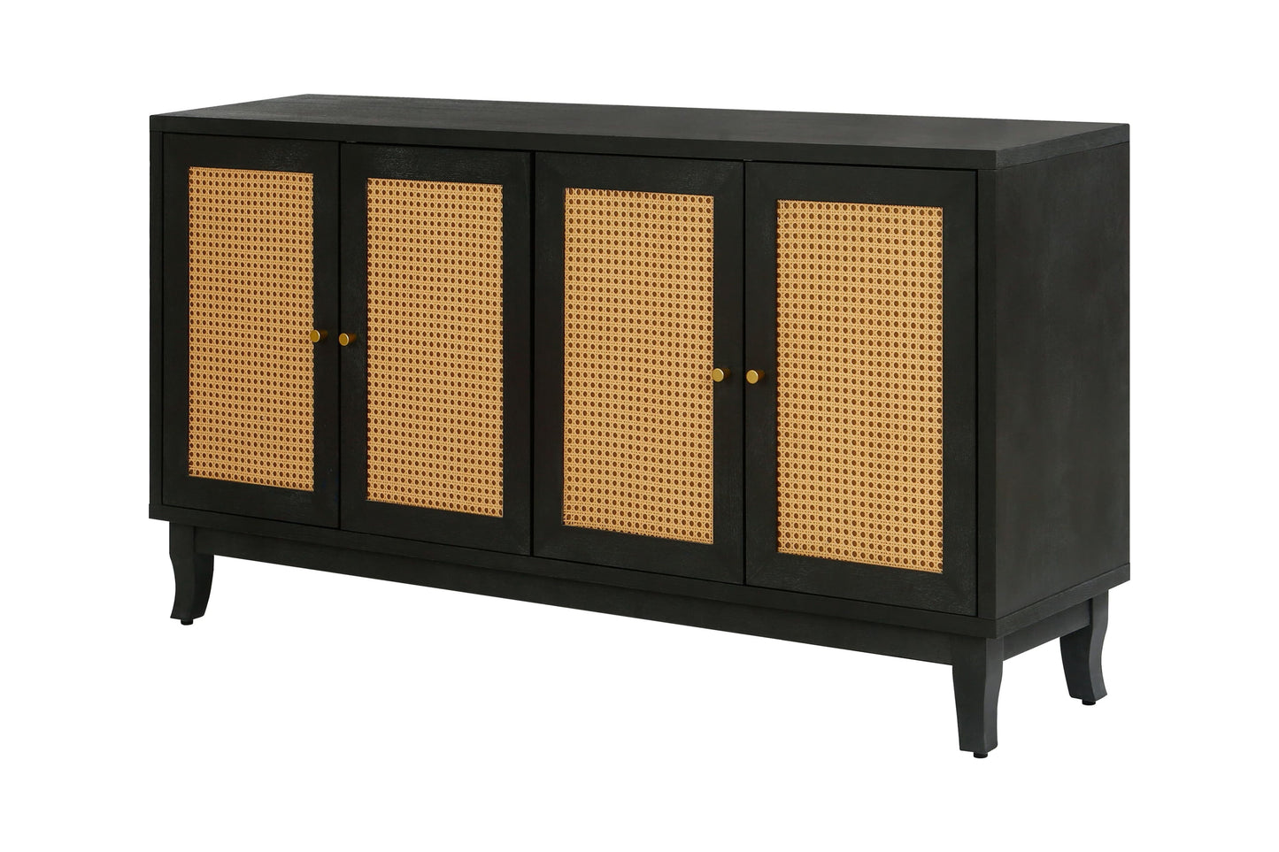 SogesPower Handcrafted Premium Grain Panels,Rattan Sideboard Buffer Cabinet,Accent Storage Cabinet