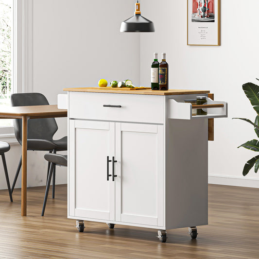 SogesHome Kitchen Island with Hidden Cabinets, Sliding Drawers,and Adjustable Shelves