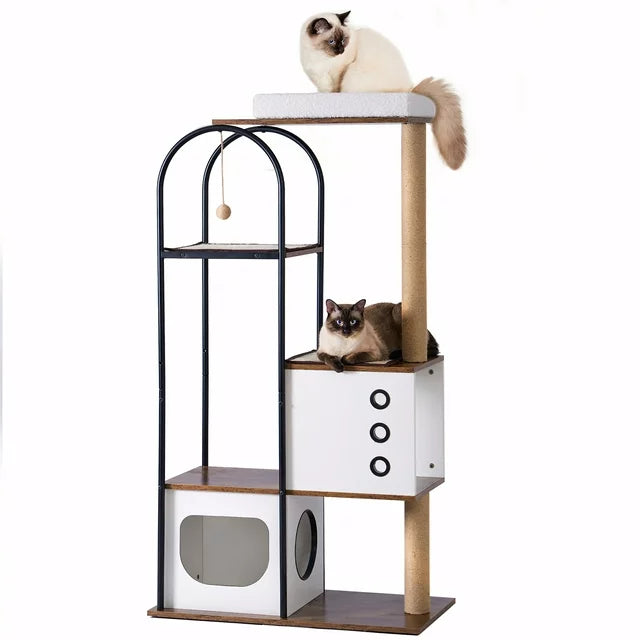 60" Cat Tree Cat Tower for Indoor Cats Multi-Level Cat Furniture Condo for Small & Medium Cats Kittens