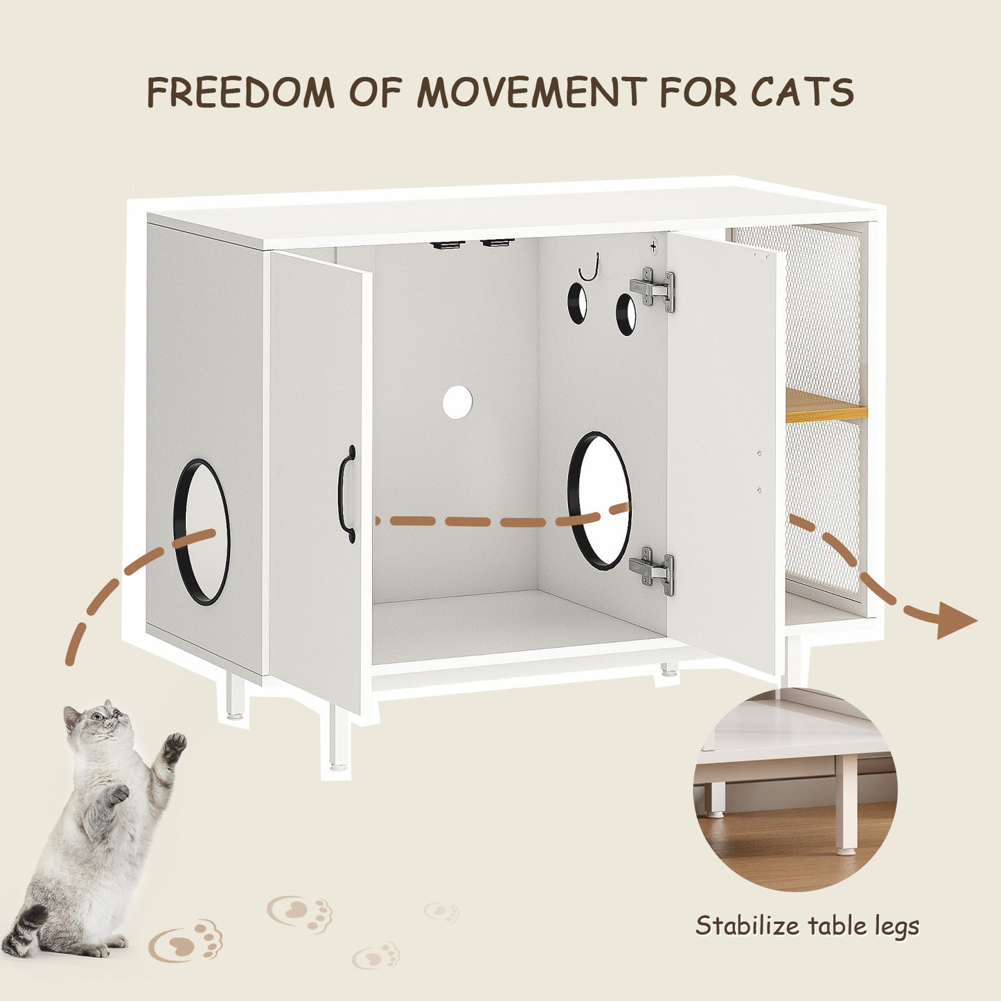 Soges Pet cat Cabinet Durable, Well-Designed Litter Box Shell, Multifunctional Storage, Wooden Pet Box Furniture