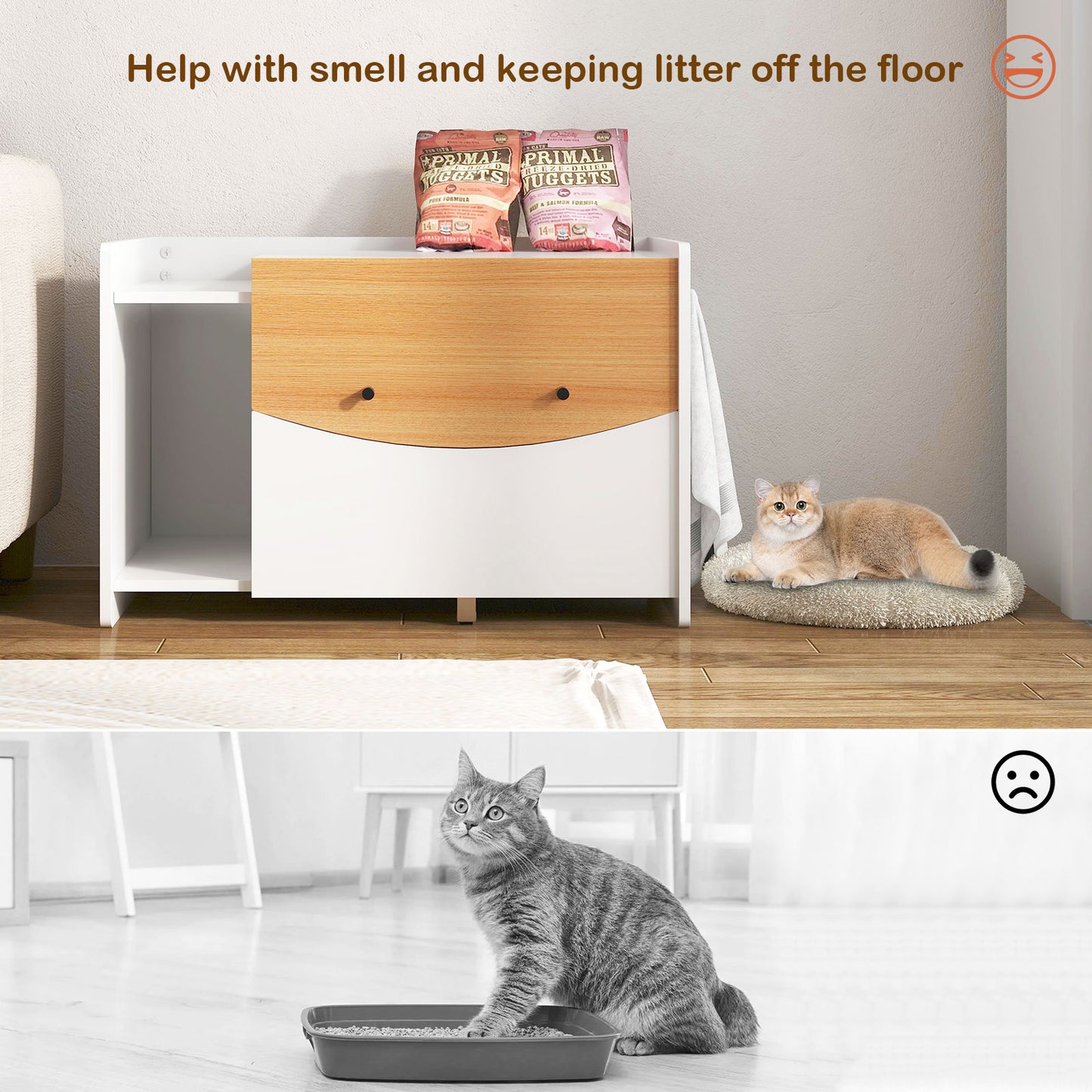 Soges Modern Design Pet Cat Cabinet, Well-Designed Litter Box Shell, Pet Furniture, Multi-Functional Storage Cat Cabinet