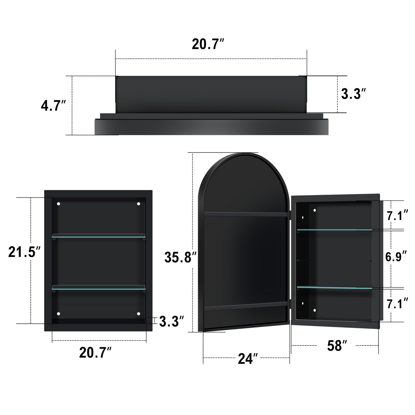 34"H x 21"W Oval Medicine Cabinet with Wall Mirror