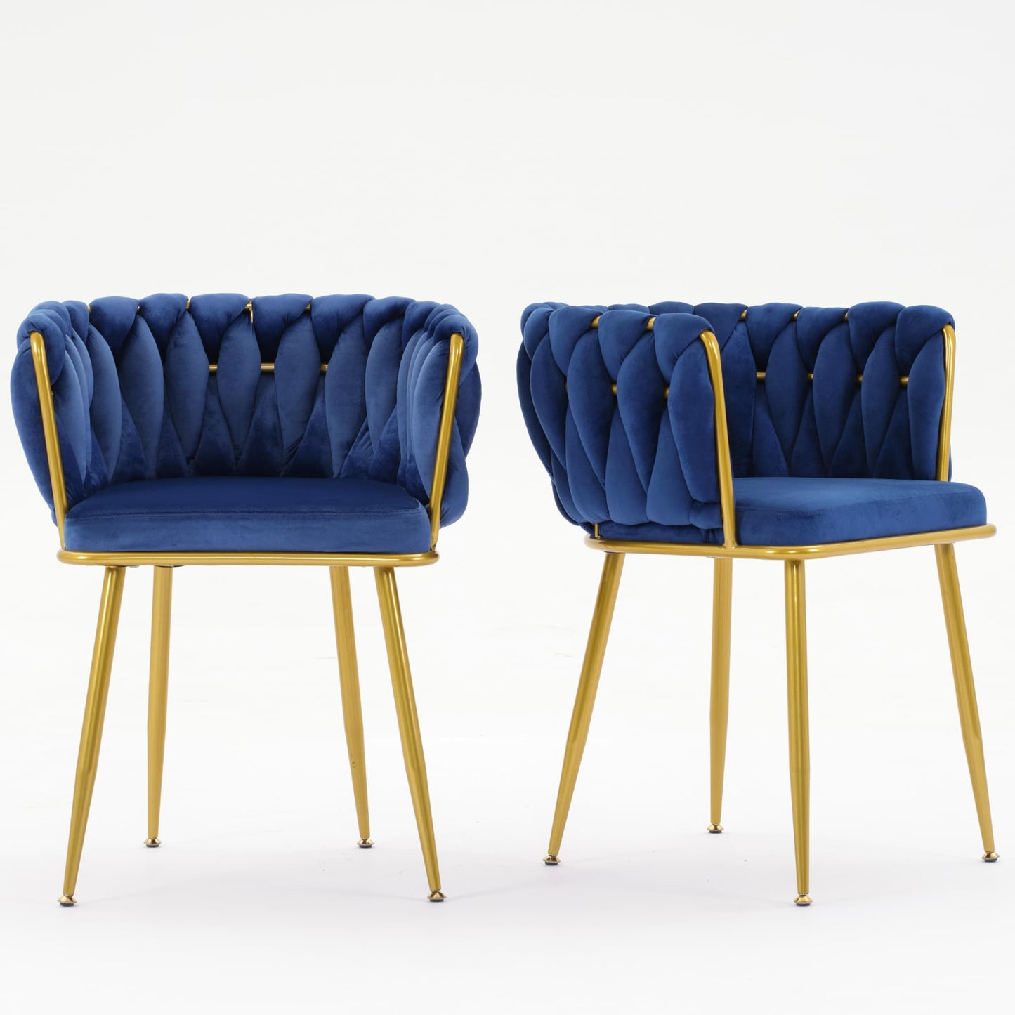 SogesPower Velvet Accent Chair Elegant Comfy Single upholstered Chair with Gold Metal Legs, Set of 2- Blue