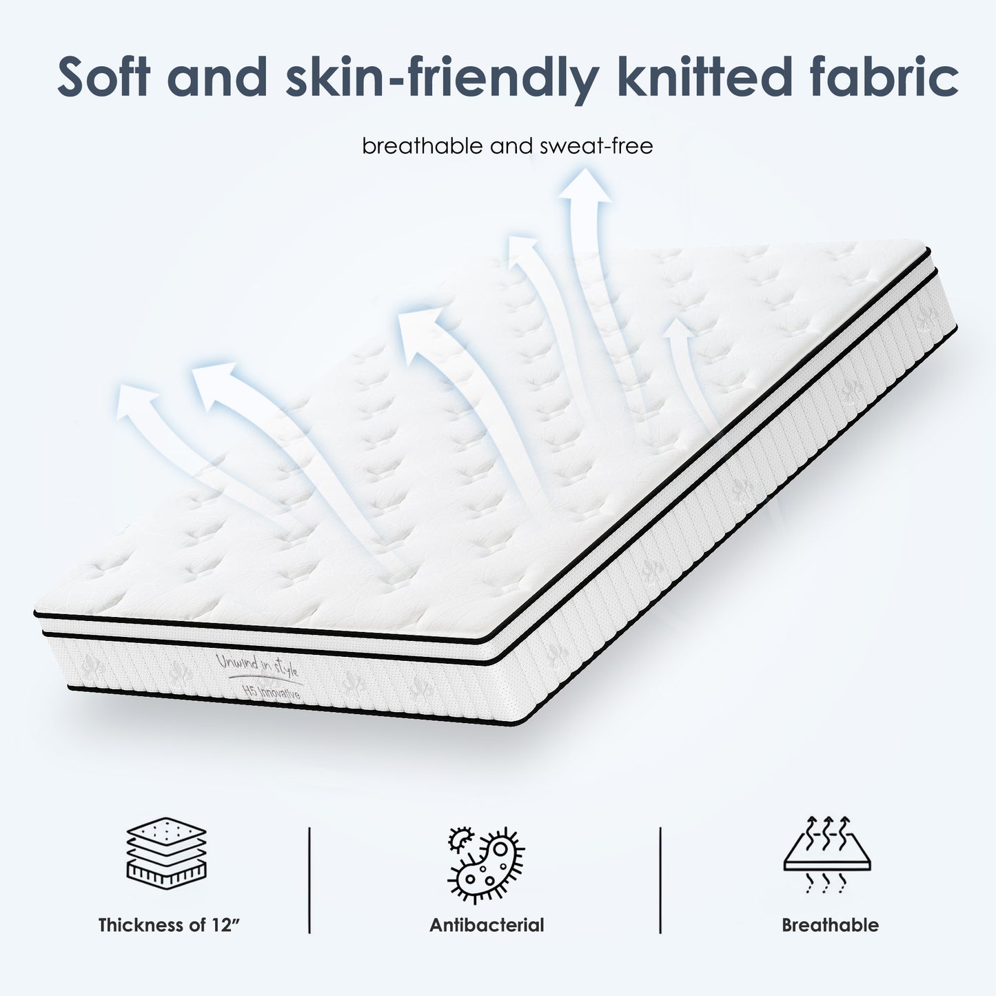 SogesPower 12inches Thickness Hybrid Mattress Gel Memory Foam- King, White