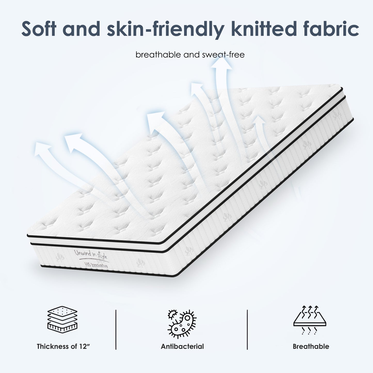 SogesPower 12inches Thickness Hybrid Mattress Gel Memory Foam- Full, White