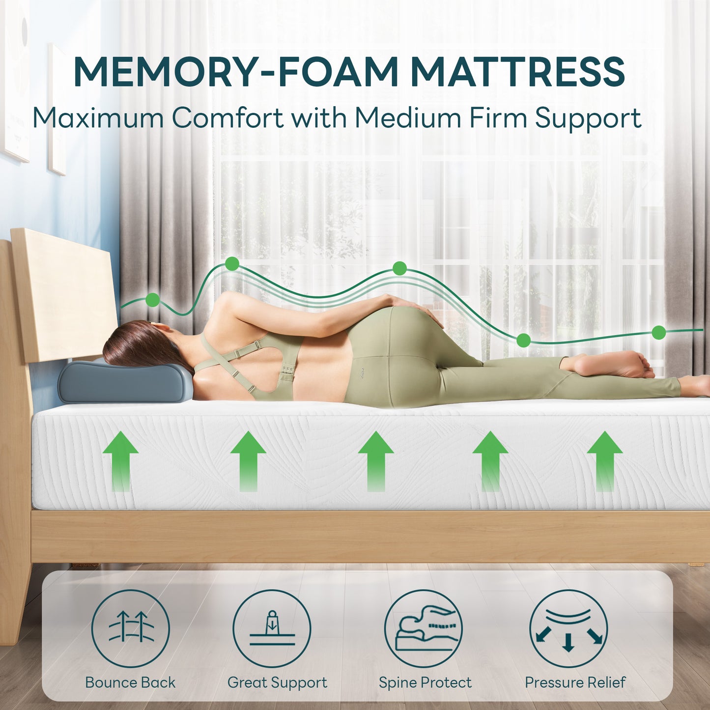 Memory Foam Mattress, 10'' Foam Mattress for Anti-Hot Sleep Relieving No Fiberglass CertiPUR-US Certified Mattress in a Box