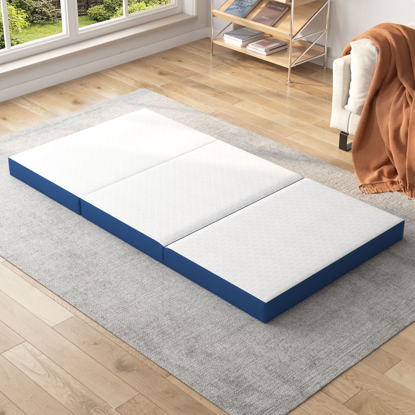 Tri-Fold Memory Foam Mattress, Multiple Size Folding Mattress with Collapsible and Washable Cover, Travel and Guest Mat