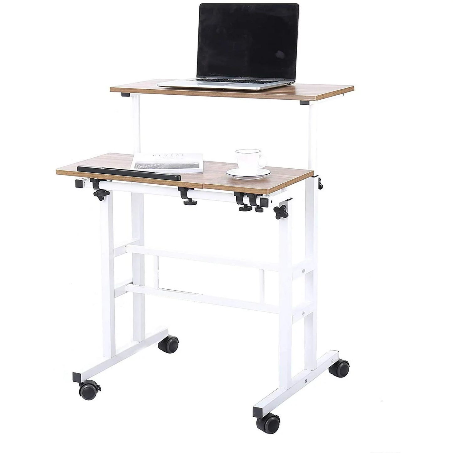 SOGES Computer Desk with Wheels Home Snack Side Table with Castors Mobile Office Desk Oak