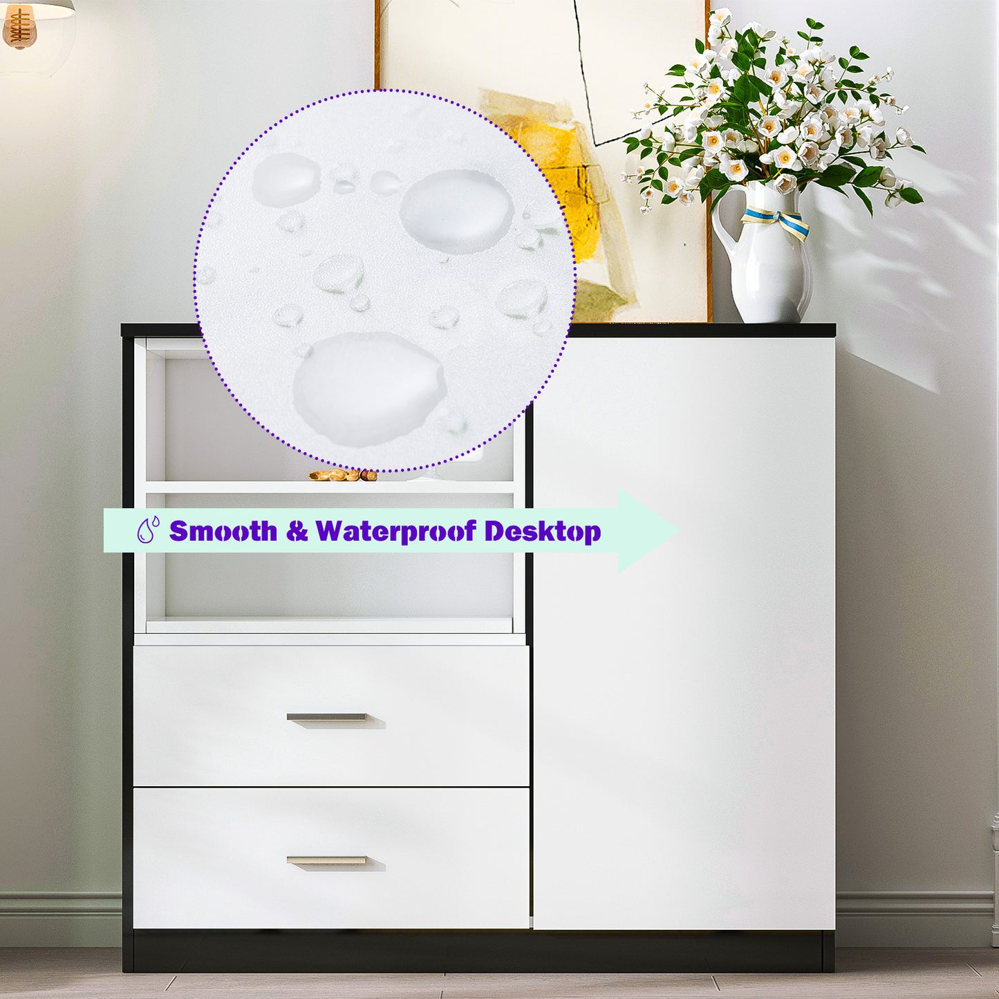 Soges Modern Design Lockable Storage Cabinet and File Cabinet with Durable, Mobile Wheels