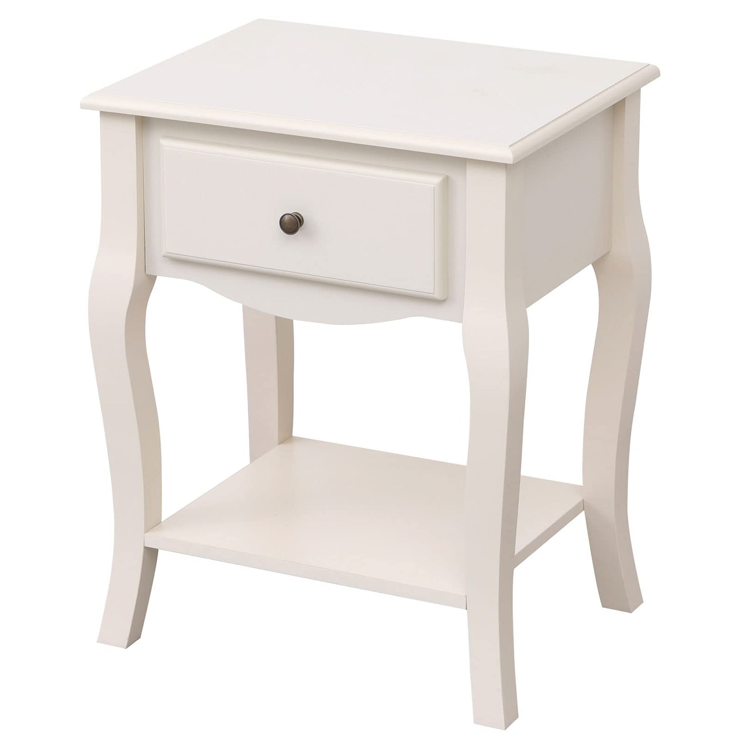 SogesHome Wooden Nightstand End Table with Drawer Sofa Side Table Bedside Lamp Table Accent Table for Living Room Bedroom, White
