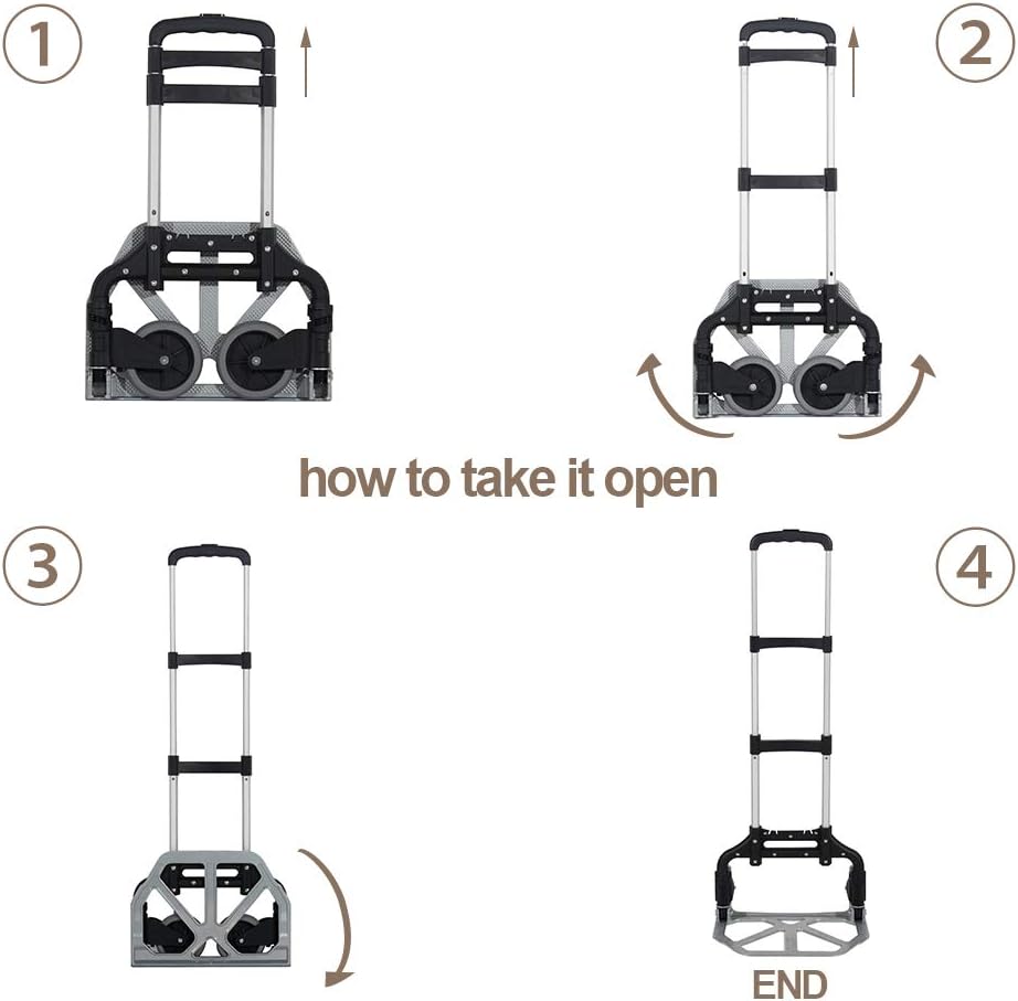 Aluminium Folding Hand Truck Stair Climber with Extendable Handle and Wheels