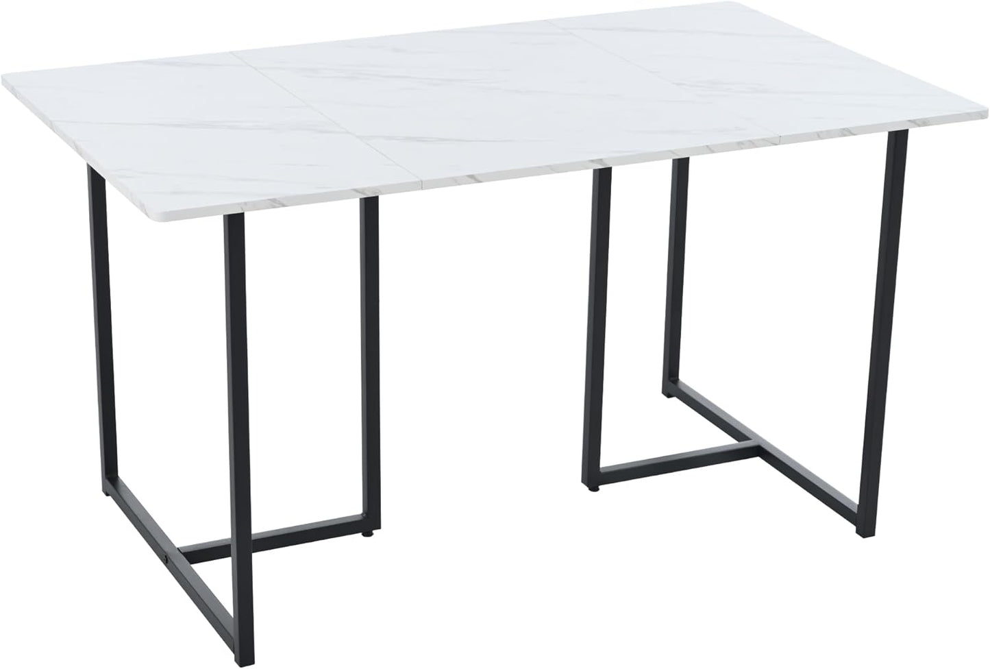 Dining Room Table, Kitchen Table, Modern Marble Pattern, MDF Metal Frame, Table for Living Room, Dining Room, 140 x 80 x 75 cm