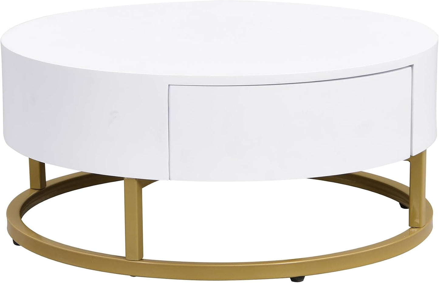Set of 2 Round Coffee Table, Side Table, Coffee Table, Golden Nesting Table, Fold-Up Coffee Table Combination, Side Table with Two Drawers, 2-Piece Set