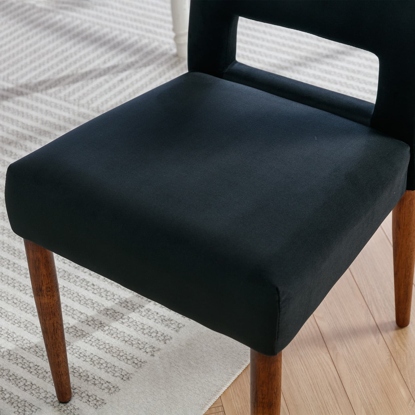 SogesPower Accent Chairs Set of 2, Velvet Chairs with Solid Wood and Upholstered- Black