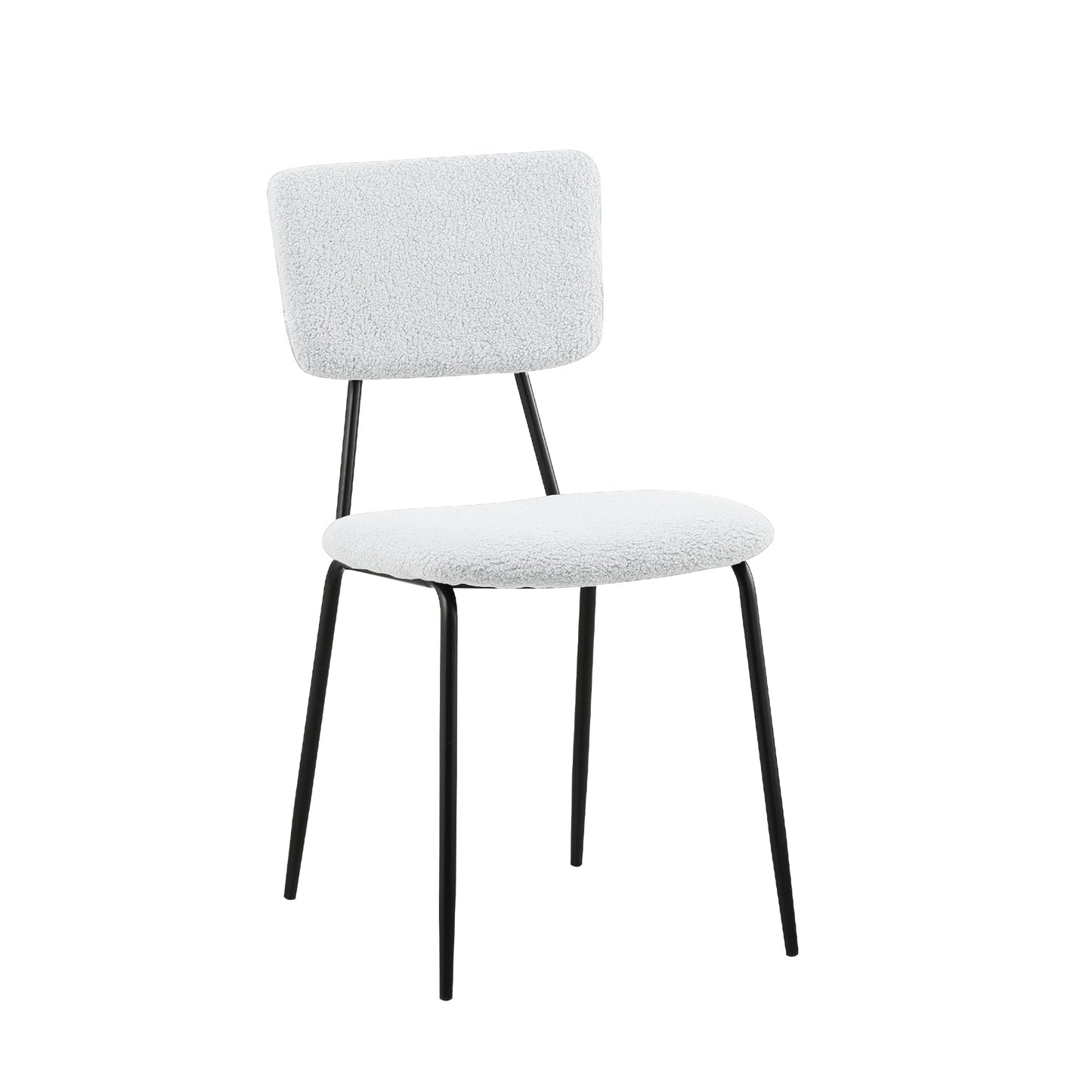SogesPower Dining Chairs Set of 2, Modern Chairs with Faux Plush Upholstered Back and Chrome Legs, (2 White Chairs)