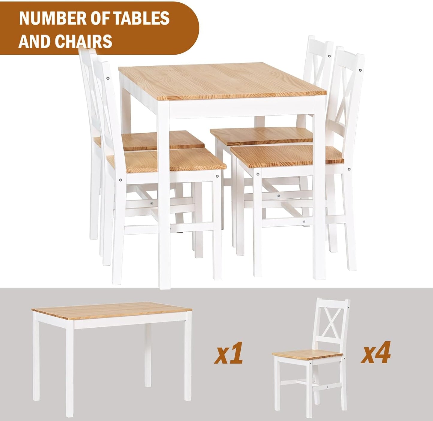 Dining Set Dining Room Furniture Set Dining Table with 4 Chairs Made of Wood Materials MDF Simple Design for Dining Room