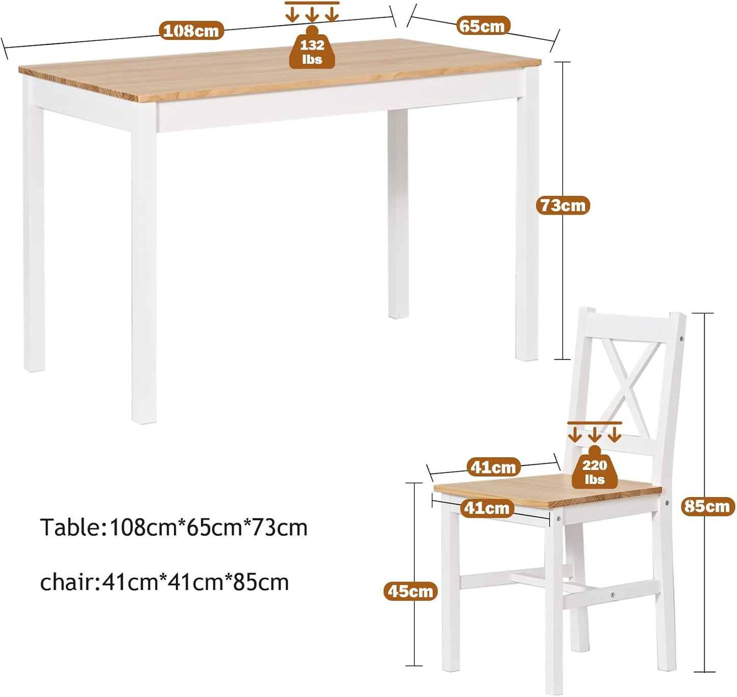 Dining Set Dining Room Furniture Set Dining Table with 4 Chairs Made of Wood Materials MDF Simple Design for Dining Room