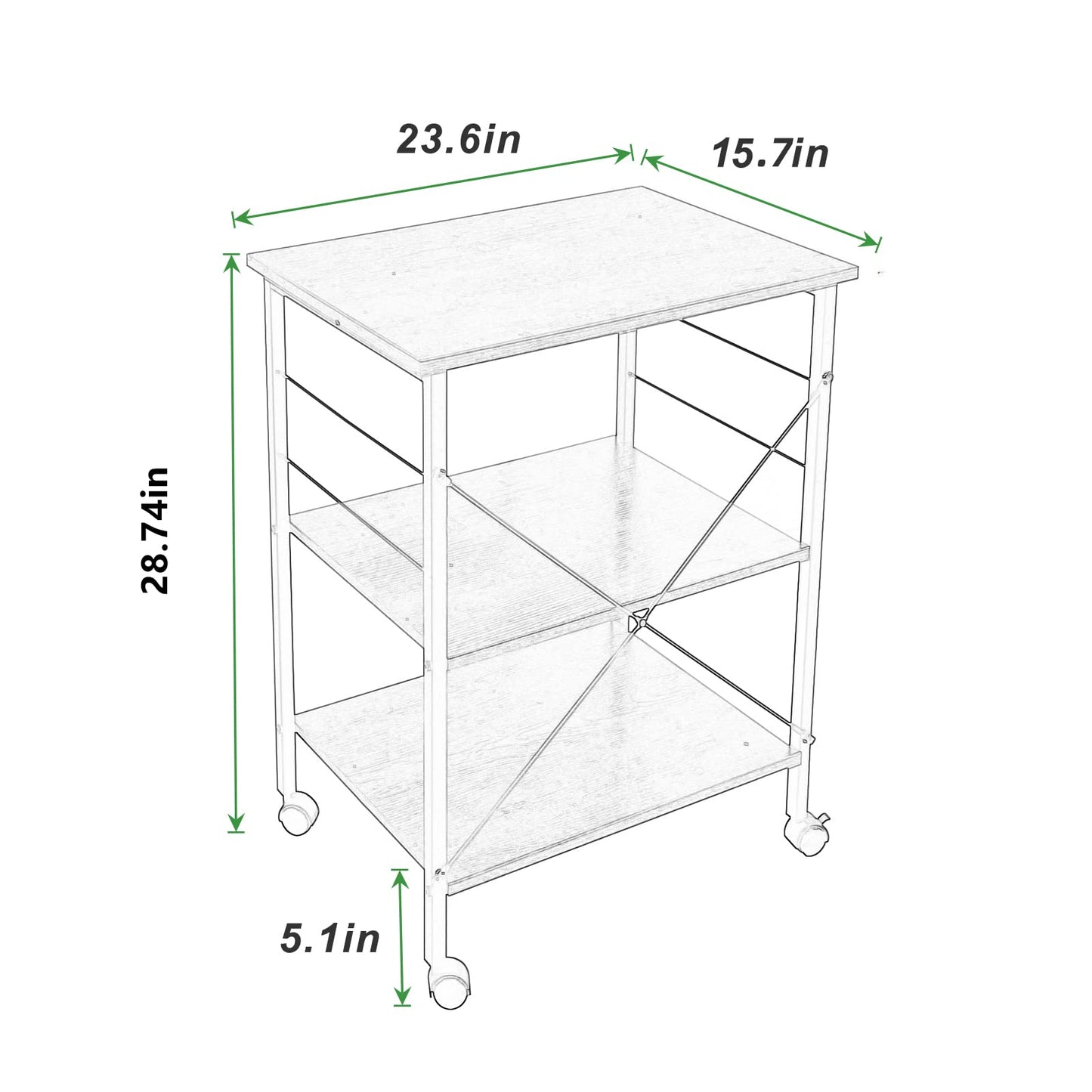 SogesHome Kitchen Storage Cart with Wheel, Rolling Cart Utility Storage Shelf Cart, Snack Coffee Station Cart for Kitchen, Living-room