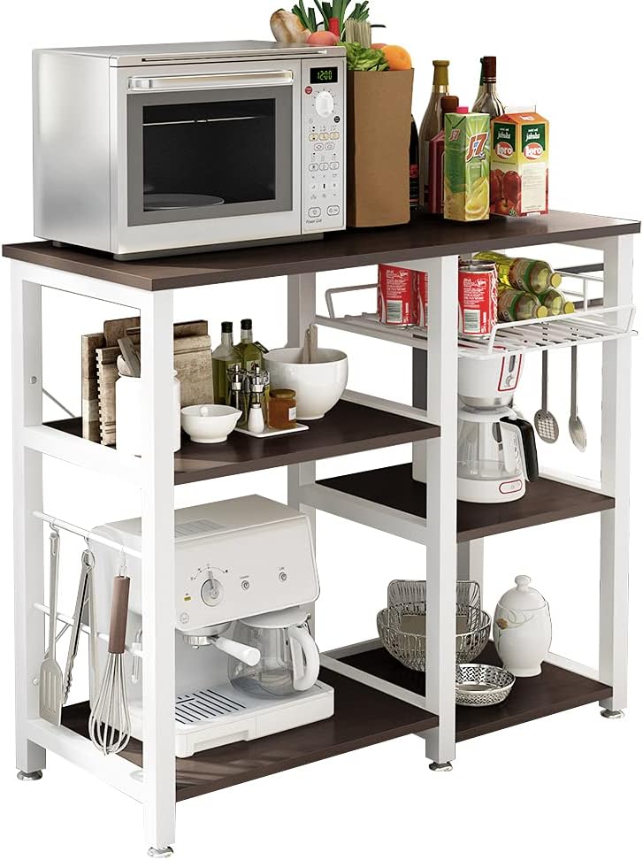 SogesPower 3-Tier Kitchen Island Cart Baker's Rack with Storage and Drawer- Black