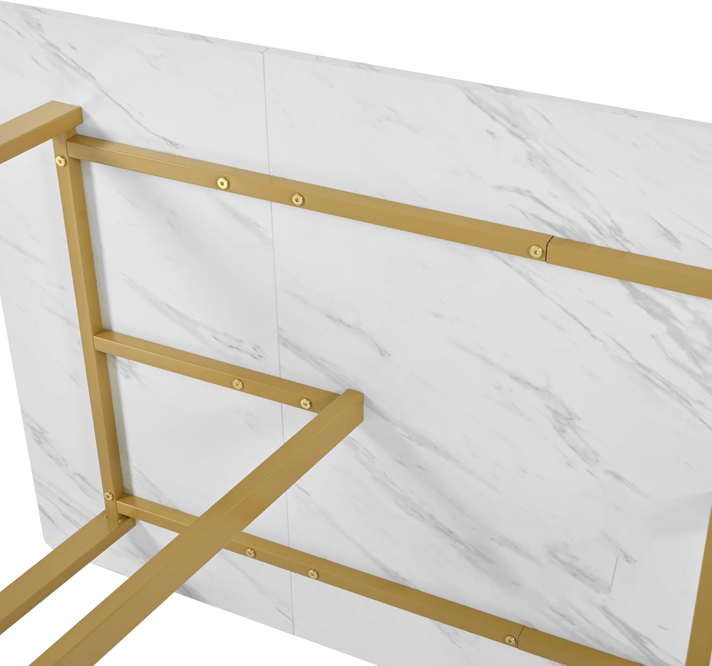 Dining Room Table, Kitchen Table, Modern Marble Pattern, MDF Metal Frame, Table for Living Room, Dining Room, 140 x 80 x 75 cm