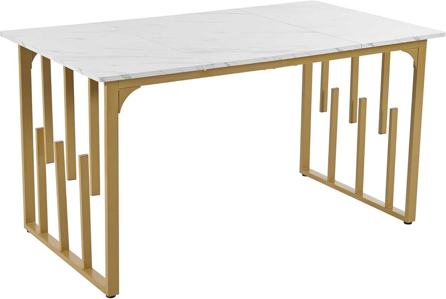 Dining Room Table, Kitchen Table, Modern Marble Pattern, MDF Metal Frame, Table for Living Room, Dining Room, 140 x 80 x 75 cm