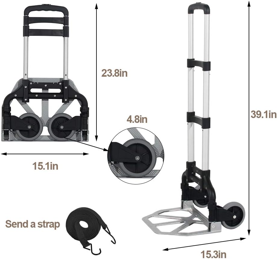 Aluminium Folding Hand Truck Stair Climber with Extendable Handle and Wheels