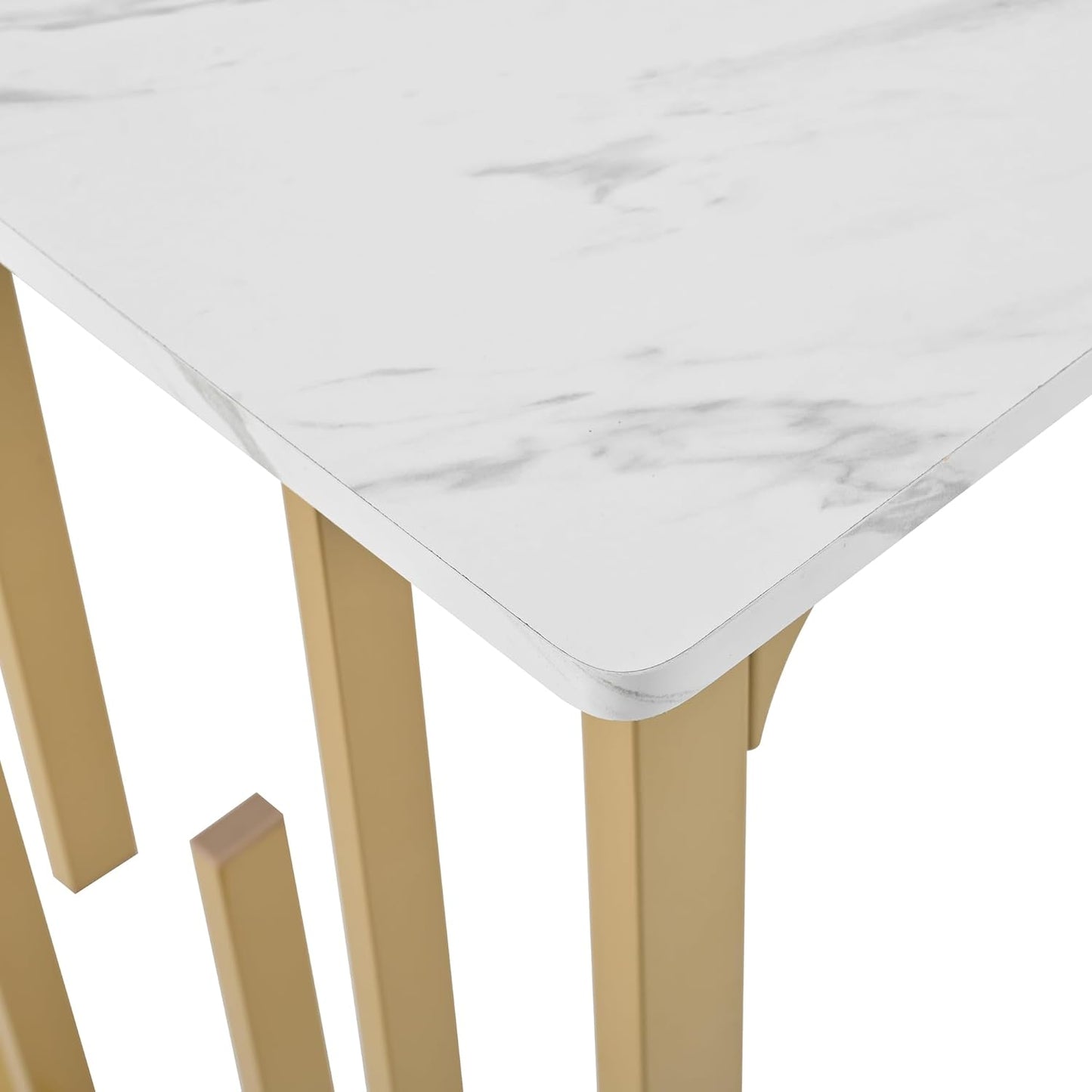 Dining Room Table, Kitchen Table, Modern Marble Pattern, MDF Metal Frame, Table for Living Room, Dining Room, 140 x 80 x 75 cm